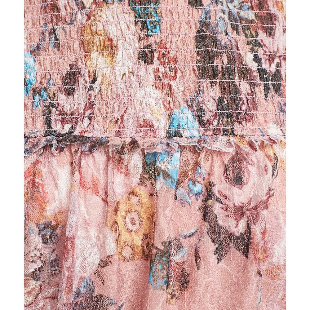 Anthropologie Akemi + Kin Patrizia Floral Blouse Size XS Pink Lace Peasant Top - Picture 8 of 13